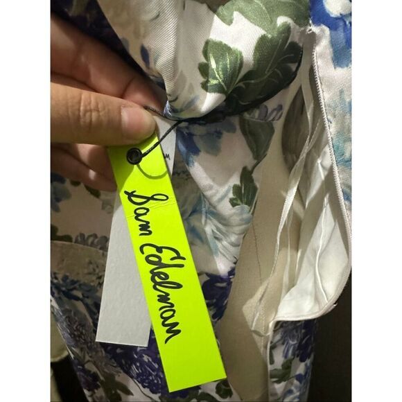 New Sam Edelman Womens Silky Floral Print Midi Dress Purple Mist Size Large - Picture 9 of 14